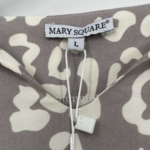 Mary Square Wildly Wonderful Flutter Sleeve Grey Shea Split-Neck Top Blouse L - Picture 11 of 14